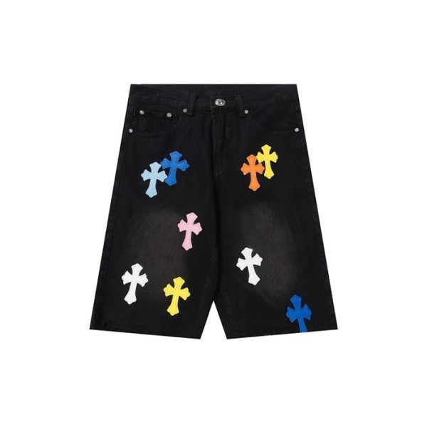 ❤크롬하츠 남성 블랙 반바지 - Chrom Hearts Black Half-pants - chc795x