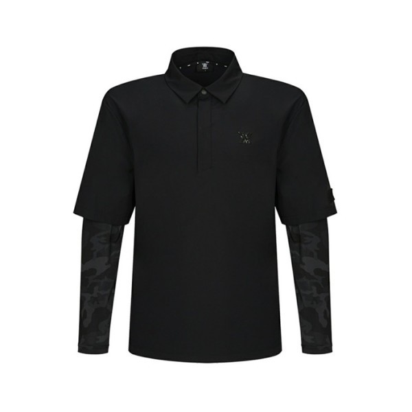 ❤[ANEWGOLF] 어뉴골프 남성 우븐 레이어드 롱슬리브 티셔츠 - gol217x