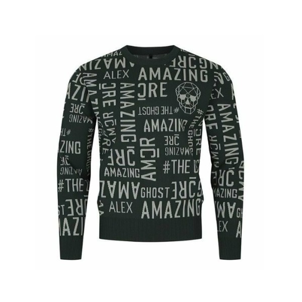 ❤[AMAZINGCRE] 어메이징크리 남성 에어로핏 워딩 라운드넥 스웨터 - gol420x