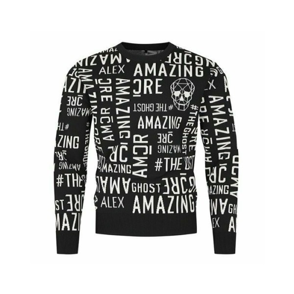 ❤[AMAZINGCRE] 어메이징크리 남성 에어로핏 워딩 라운드넥 스웨터 - gol421x