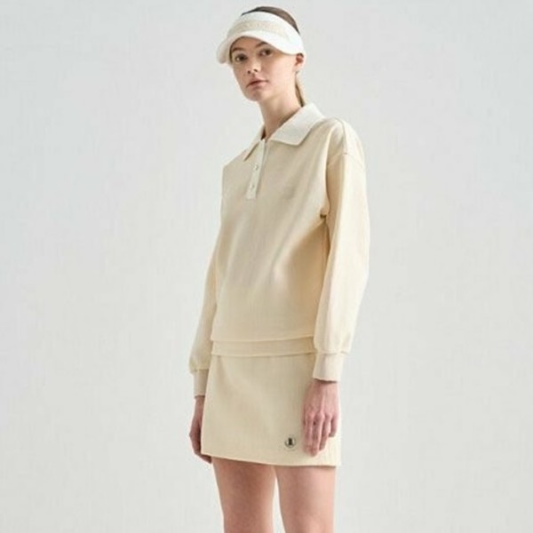 ❤[LANVIN BLANC] 랑방블랑 여성 엠블럼 패치 리브 칼라 탑 - gol449x