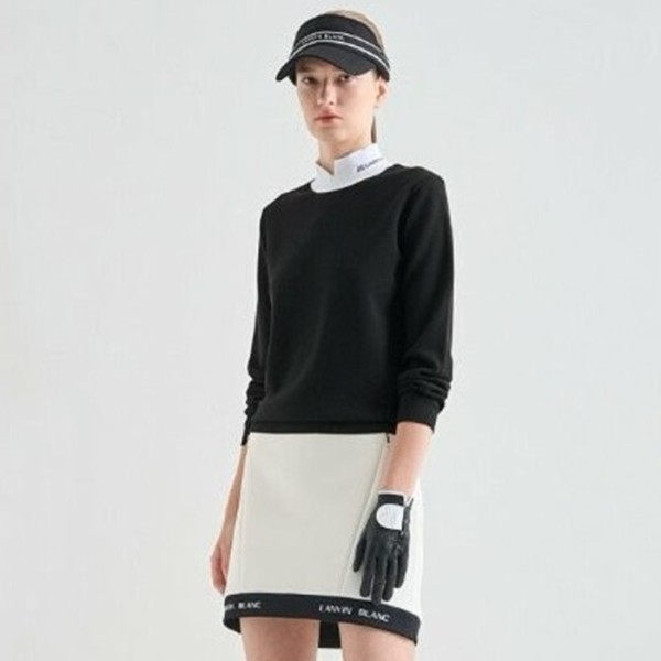 ❤[LANVIN BLANC] 랑방블랑 여성 울 로고 인타르시아 슬릿 니트 - gol476x