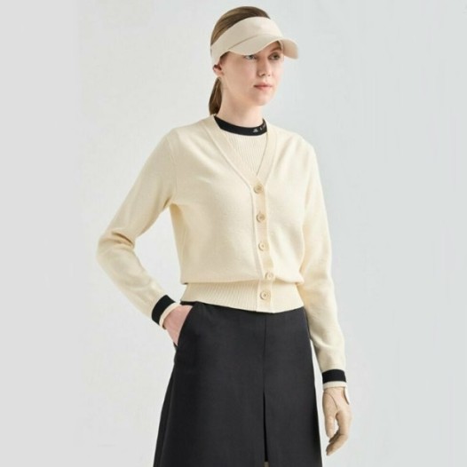 ❤[LANVIN BLANC] 랑방블랑 여성 엠보스드 로고 니트 가디건 - gol501x