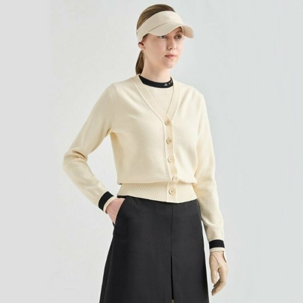 ❤[LANVIN BLANC] 랑방블랑 여성 엠보스드 로고 니트 가디건 - gol501x