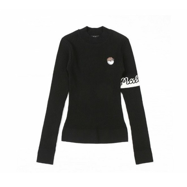 ❤[MALBON] 말본 여성 소매 로고 포인트 기본형 니트 - gol518x