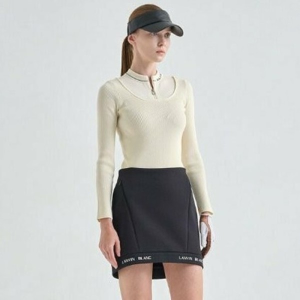 ❤[LANVIN BLANC] 랑방블랑 여성 로고 집업 리브드 니트 탑 - gol543x