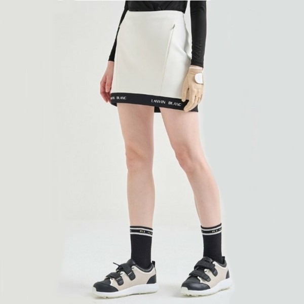 ❤[LANVIN BLANC] 랑방블랑 여성 백 밴딩 로고 햄 미니 스커트 - gol549x