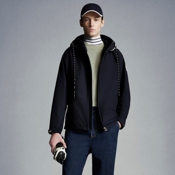 ❤몽클레어 남성 2중후드 레터링 바람막이 - Moncler Mens Navy Jackets - moc919x