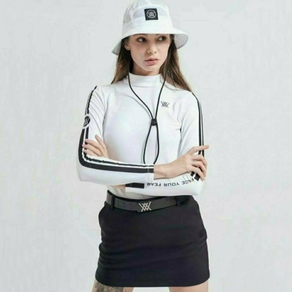 ❤[ANEWGOLF] 어뉴골프 여성 투 스트립 슬리브로고 포인트 티셔츠 - gol647x