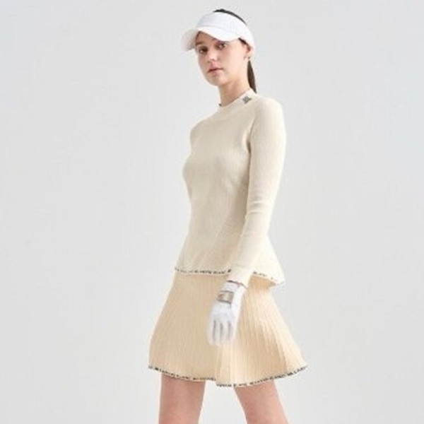 ❤[LANVIN BLANC] 랑방블랑 여성 리즈드 페플럼 니트 탑 - gol922x