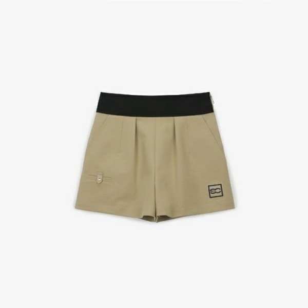 ❤[SOUTHCAPE] 사우스케이프 여성 핀턱 로고 밴드 숏 팬츠 - gol937x