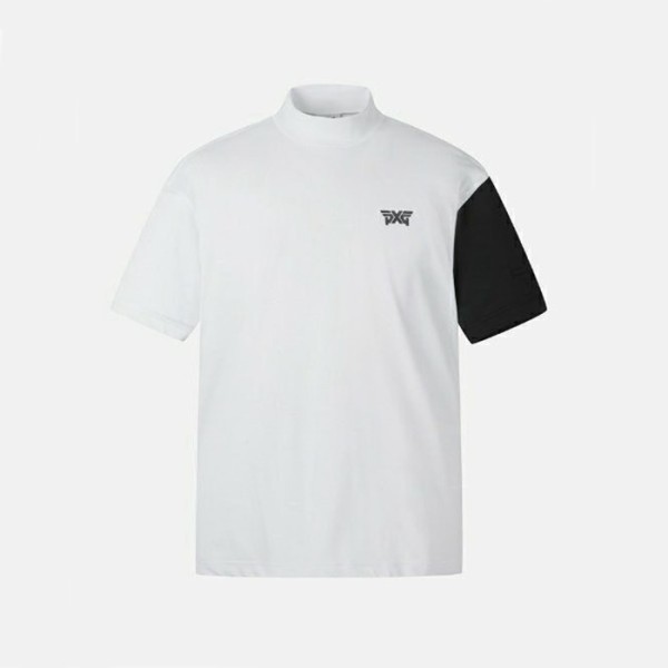 ❤PXG 남성썸머 모크넥 컬러블럭 쇼츠 슬리브 티셔츠 - gol1037x
