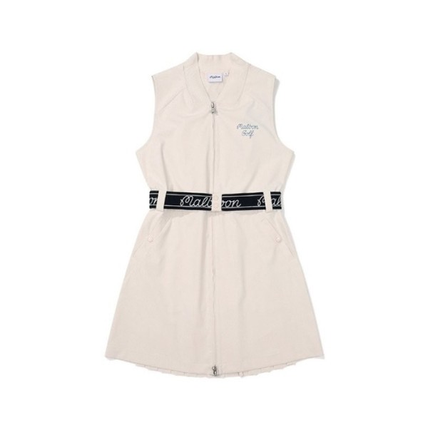 ❤[MALBON] 말본 여성 벨티드 우븐 플리츠 원피스 - gol1050x