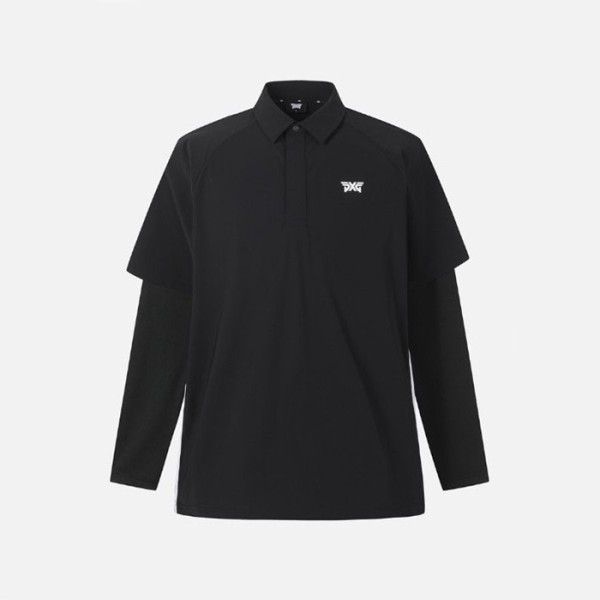 ❤PXG 남성 썸머 쿨 슬리브 레이어드 카라 긴팔 티셔츠 - gol1086x