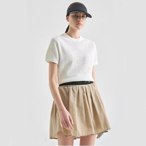 ❤[LANVIN BLANC] 랑방블랑 여성 컬러 블록 하프 슬리브 니트 탑 - gol1096x