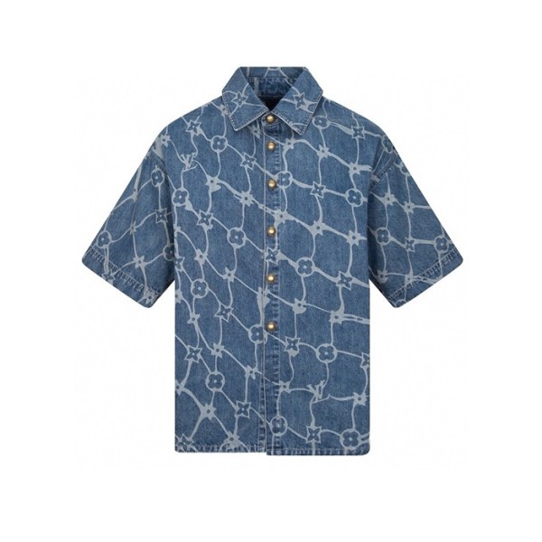 ❤루이비통 남성 블루 반팔 셔츠 - Louis vuitton Mens Blue Shirts - lvc947x