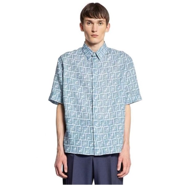 ❤펜디 남성 블루 반팔 셔츠 - Fendi Mens Black Shirts - fec638x