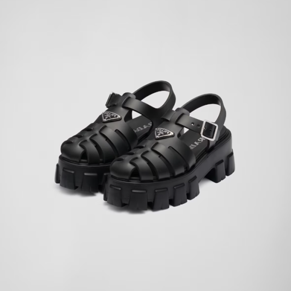 ❤프라다 여성 블랙 러버 모놀리스 샌들 - Prada Womens Black Sandles - prs661x