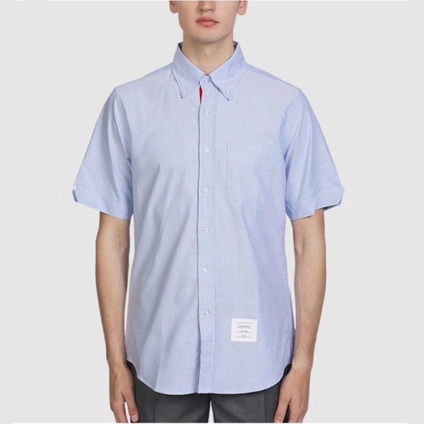 ❤톰브라운 남성 블루 반팔 셔츠 - Thom Browne Mens Dress Shirts - thc1166x