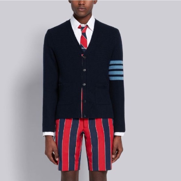 ❤톰브라운 남성 브이넥 네이비 가디건 - Thom Browne Mens Navy Cardigan - thc1232x