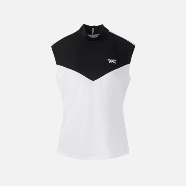 ❤PXG 여성 썸머 카라 블록 모크넥 슬리브리스 - gol1168x