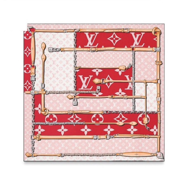 ❤루이비통 여성 체인 스퀘어 90 - Louis vuitton Womens Red Scarf - acc2285x