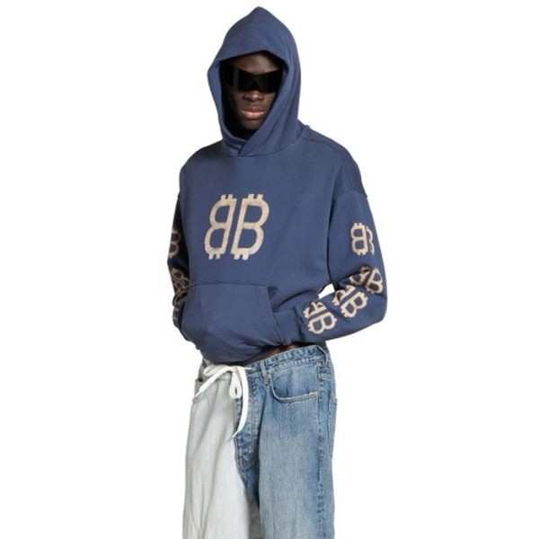 ❤발렌시아가 남성 네이비 후드티 - Balenciaga Mens Navy Hoodie - bac1862x