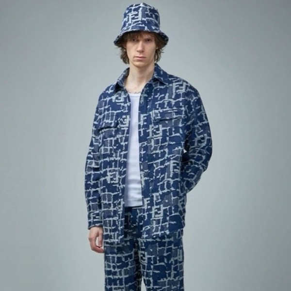 ❤펜디 남성 블루 셔츠 - Fendi Mens Blue Shirts - fec1980x