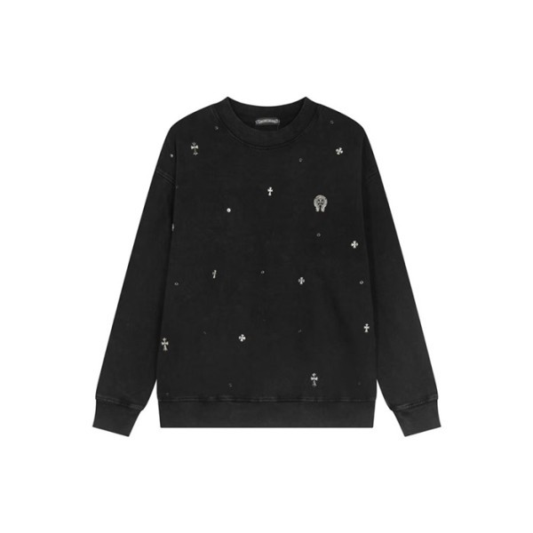 ❤크롬하츠 남성 블랙 맨투맨 - Chrome Hearts Mens Black Tshirts - chc2076x