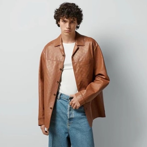 ❤구찌 남성 가죽 자켓 - Gucci Mens Brown Jackets - guc2207x