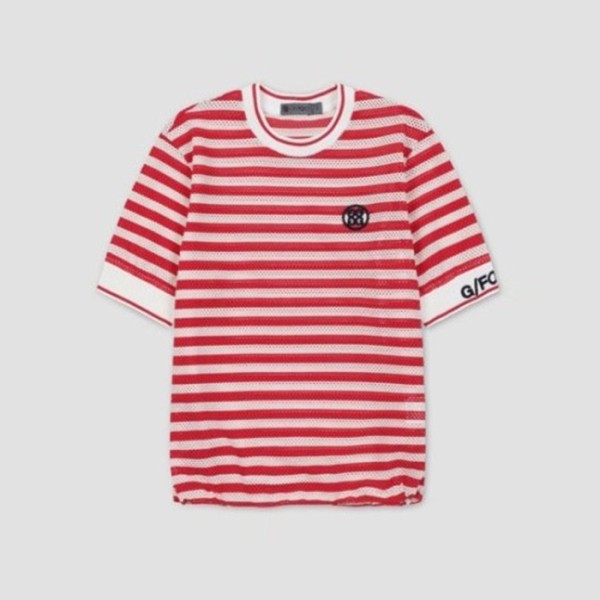 ❤[G/FORE] 지포어 여성 메쉬 스트립 라운드 티셔츠 - gol1259x