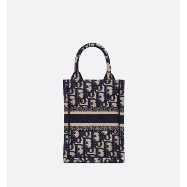 ❤디올 여성 블루 오블리크 자수 북 토트 미니 휴대폰 백 - Dior Oblique Embroidery Mini Tote Bag- di2576z