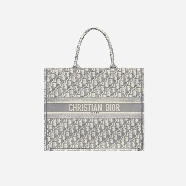 ❤디올 여성 그레이 오블리크 자수 북 토트백 라지 - Dior  Oblique Embroidery Tote Bag- di2584z