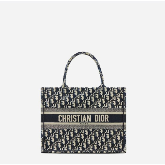 ❤디올 여성 블루 오블리크 자수 북 토트백 미디엄 - Dior Oblique Embroidery Medium Tote Bag- di2585z