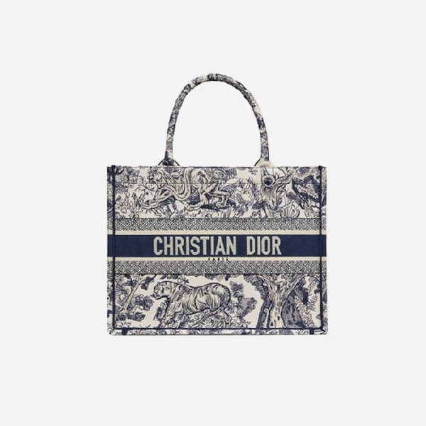 ❤디올 여성 블루 투알 드 주이 자수 북 토트백 미디엄 - Dior Roald Embroidery Medium Tote Bag- di2591z