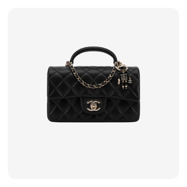 ❤샤넬 뉴미니 플랩백 탑핸들 램스킨 블랙 골드 - Chanel Nu Mini Torre Handle Lambskin Bag - ch2647z
