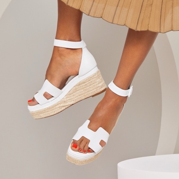 ❤에르메스 여성 웨지힐 샌들 - Hermes Womens White Sandals - hes1495x
