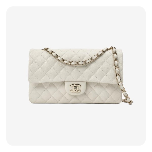 ❤샤넬 클래식 캐비어 미디움 화이트 골드 - Chanel Classic Caviar Medium Bag- ch2655z