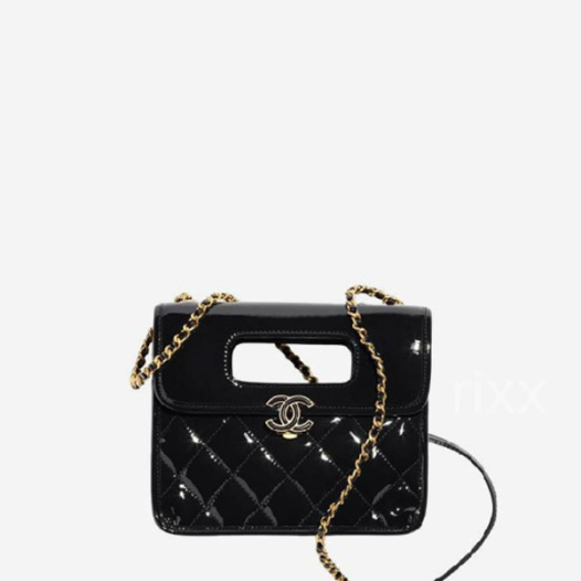 ❤샤넬 핸들 장식의 미니 플랩백 페이턴트 카프스킨 & 골드 메탈 블랙- Chanel Handle Mini Flap Bag Crumpled Calfskin Bag - ch2667z
