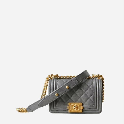 ❤샤넬 보이백 미니 캐비어 그레이 골드- Chanel Boy Bag Mini Caviar Bag - ch2668z