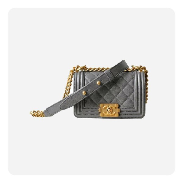 ❤샤넬 보이백 미니 캐비어 그레이 골드- Chane Boy Bag Mini Caviar Bag - ch2668z