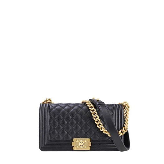 ❤샤넬 보이백 미디움 캐비어 블랙 골드 - Chane Boy Bag Medium Caviar Bag - ch2673z