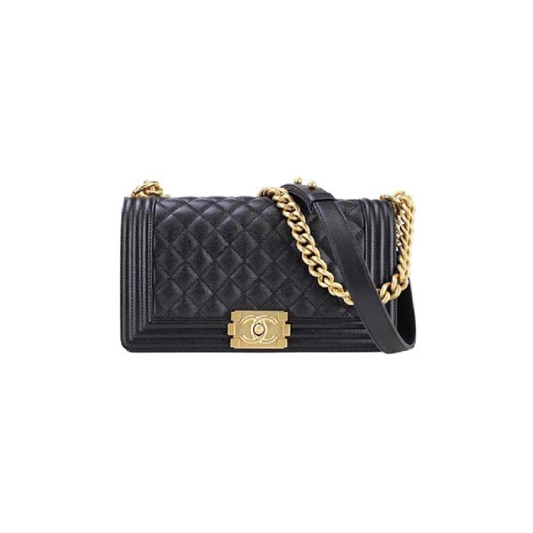 ❤샤넬 보이백 미디움 캐비어 블랙 골드 - Chane Boy Bag Medium Caviar Bag - ch2673z