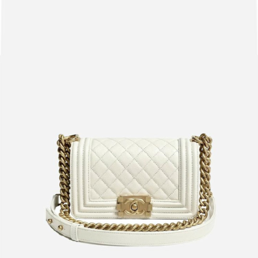 ❤샤넬 보이백 스몰 캐비어 화이트 골드- Chane Boy Bag Small Caviar Bag - ch2676z