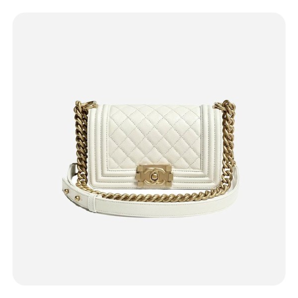 ❤샤넬 보이백 스몰 캐비어 화이트 골드- Chane Boy Bag Small Caviar Bag - ch2676z