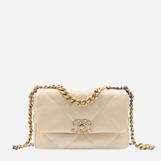 ❤샤넬 19 플랩백 램스킨 미디움 베이지 골드 - Chane19 Flap Bag Medium Lamb skin Bag - ch2678z