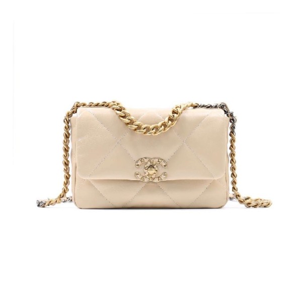 ❤샤넬 19 플랩백 램스킨 미디움 베이지 골드 - Chane19 Flap Bag Medium Lamb skin Bag - ch2678z