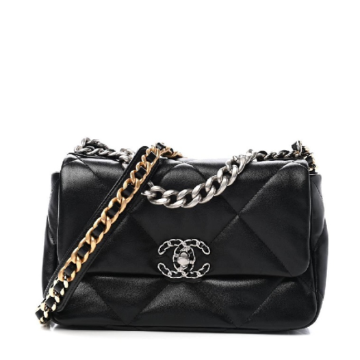 ❤샤넬 19 플랩백 램스킨 미디움 블랙 골드  - Chane19 Flap Bag Lamb skin Medium Bag - ch2683z