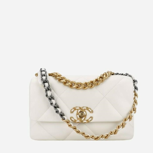 ❤샤넬 19 플랩백 램스킨 미디움 화이트 골드 - Chane19 Flap Bag Lamb skin Medium Bag - ch2685z