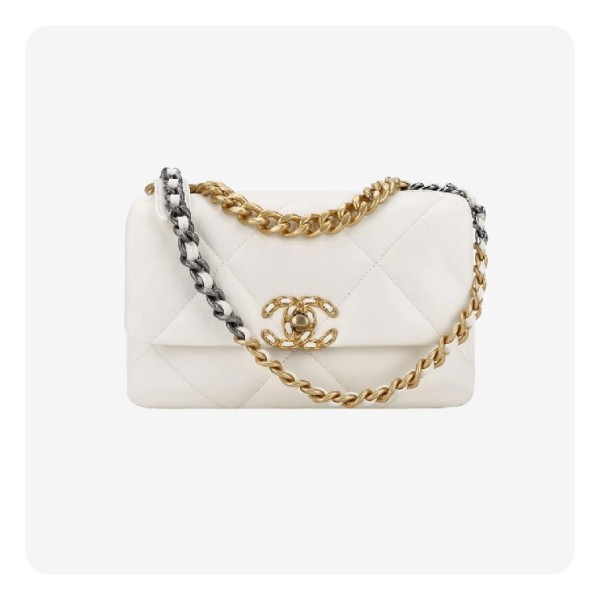 ❤샤넬 19 플랩백 램스킨 미디움 화이트 골드 - Chane19 Flap Bag Lamb skin Medium Bag - ch2685z